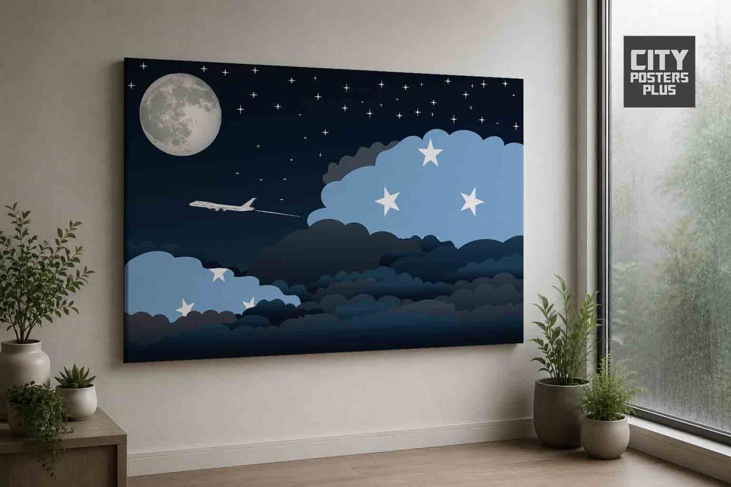 Micronesia Federated States Night Clouds Framed Canvas Prints | Country & City Wall Art
