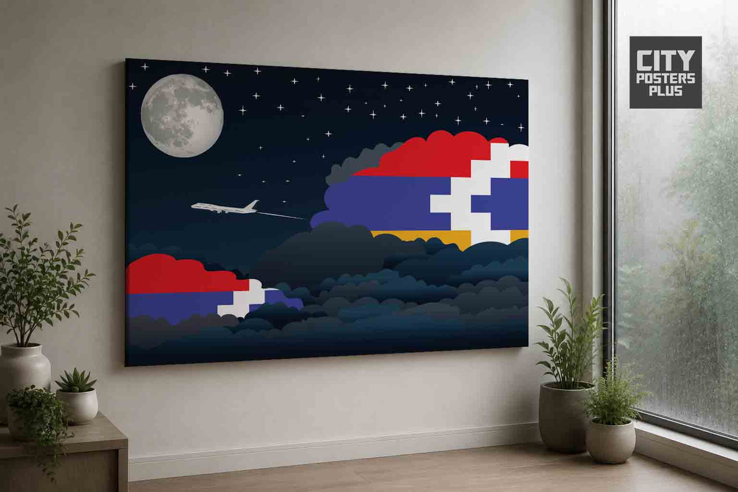 Nagorno-Karabakh Republic Night Clouds Framed Canvas Prints | Country & City Wall Art