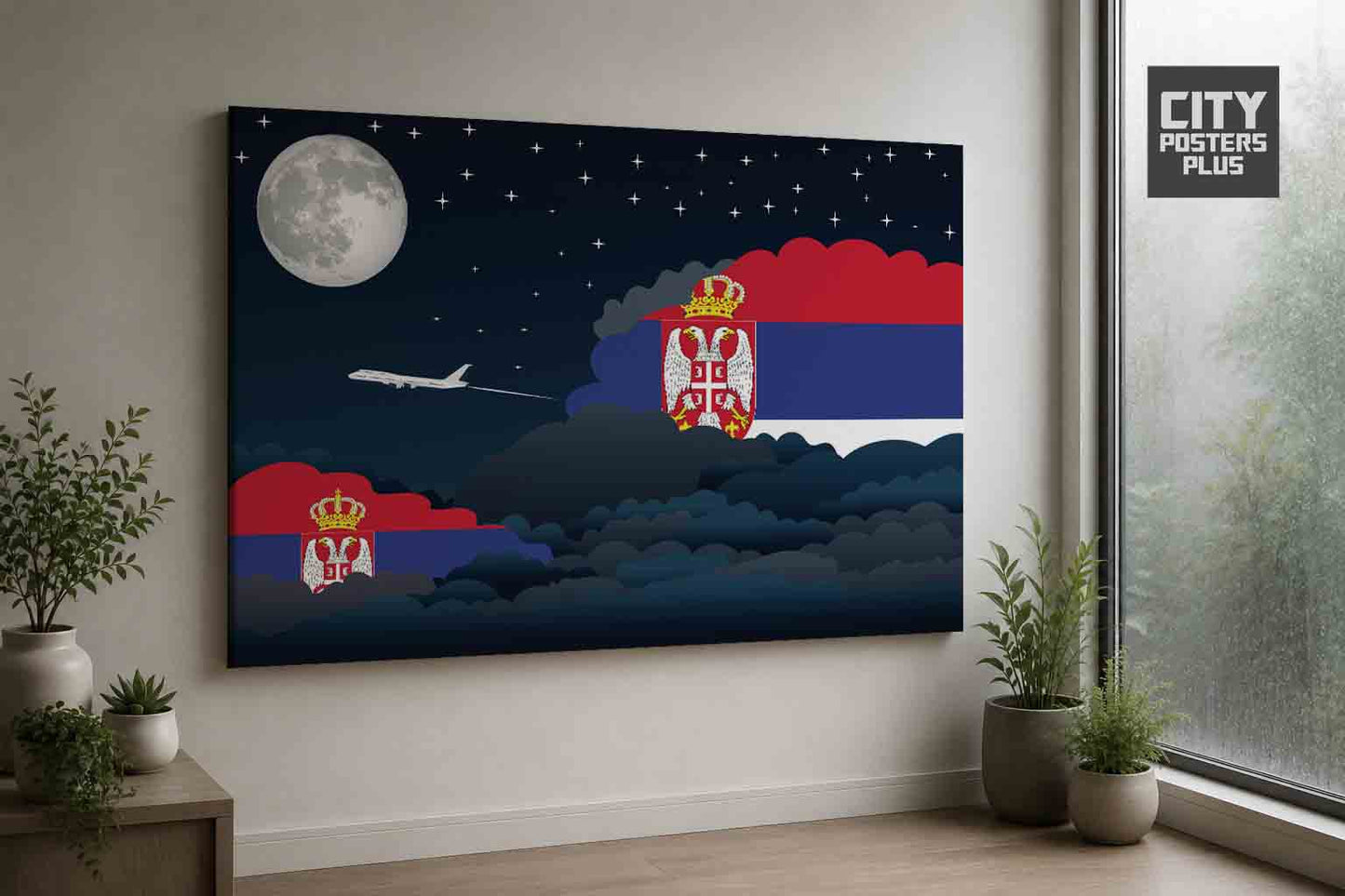 Serbia Night Clouds Framed Canvas Prints | Country & City Wall Art