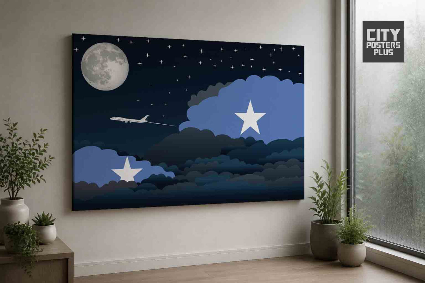 Somalia Night Clouds Framed Canvas Prints | Country & City Wall Art
