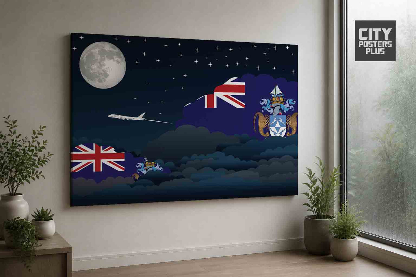 Tristan da Cunha Night Clouds Framed Canvas Prints | Country & City Wall Art