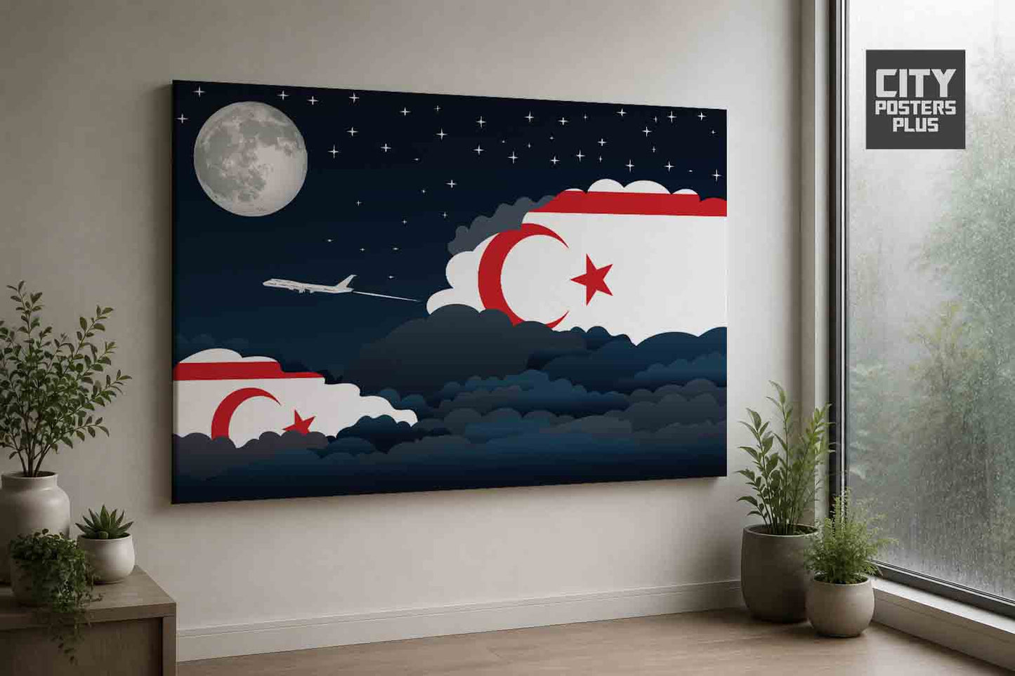 Turkish Republic of Northern Cyprus Night Clouds Framed Canvas Prints | Country & City Wall Art