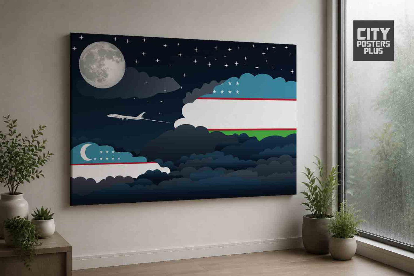 Uzbekistan Night Clouds Framed Canvas Prints | Country & City Wall Art