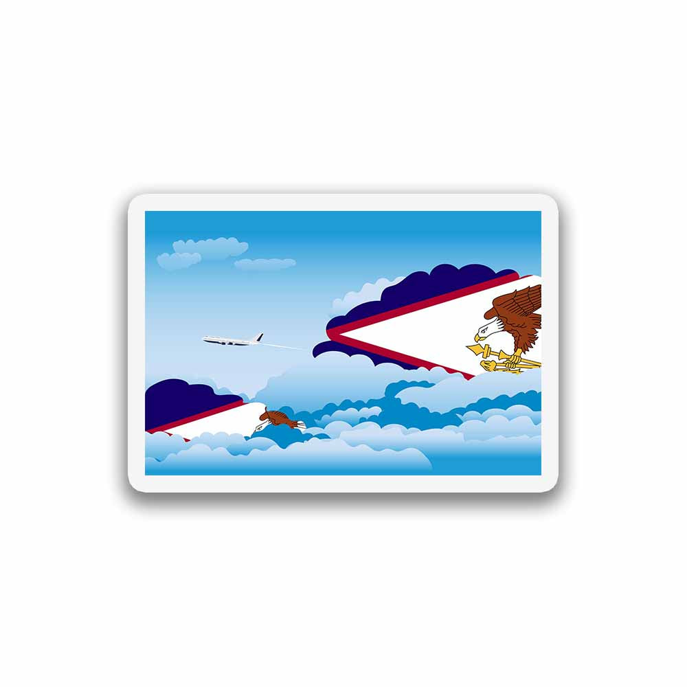 American Samoa Airplane Day Clouds Sticker & Magnet