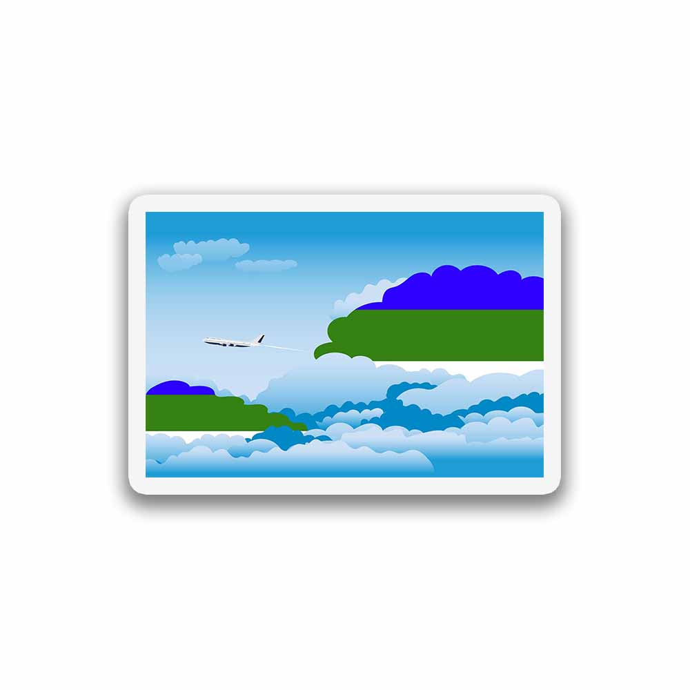 Komi Airplane Day Clouds Sticker & Magnet