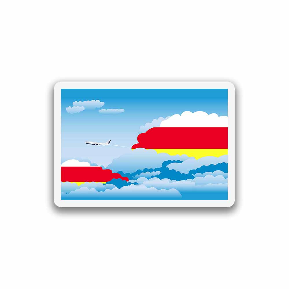 North Ossetia Airplane Day Clouds Sticker & Magnet