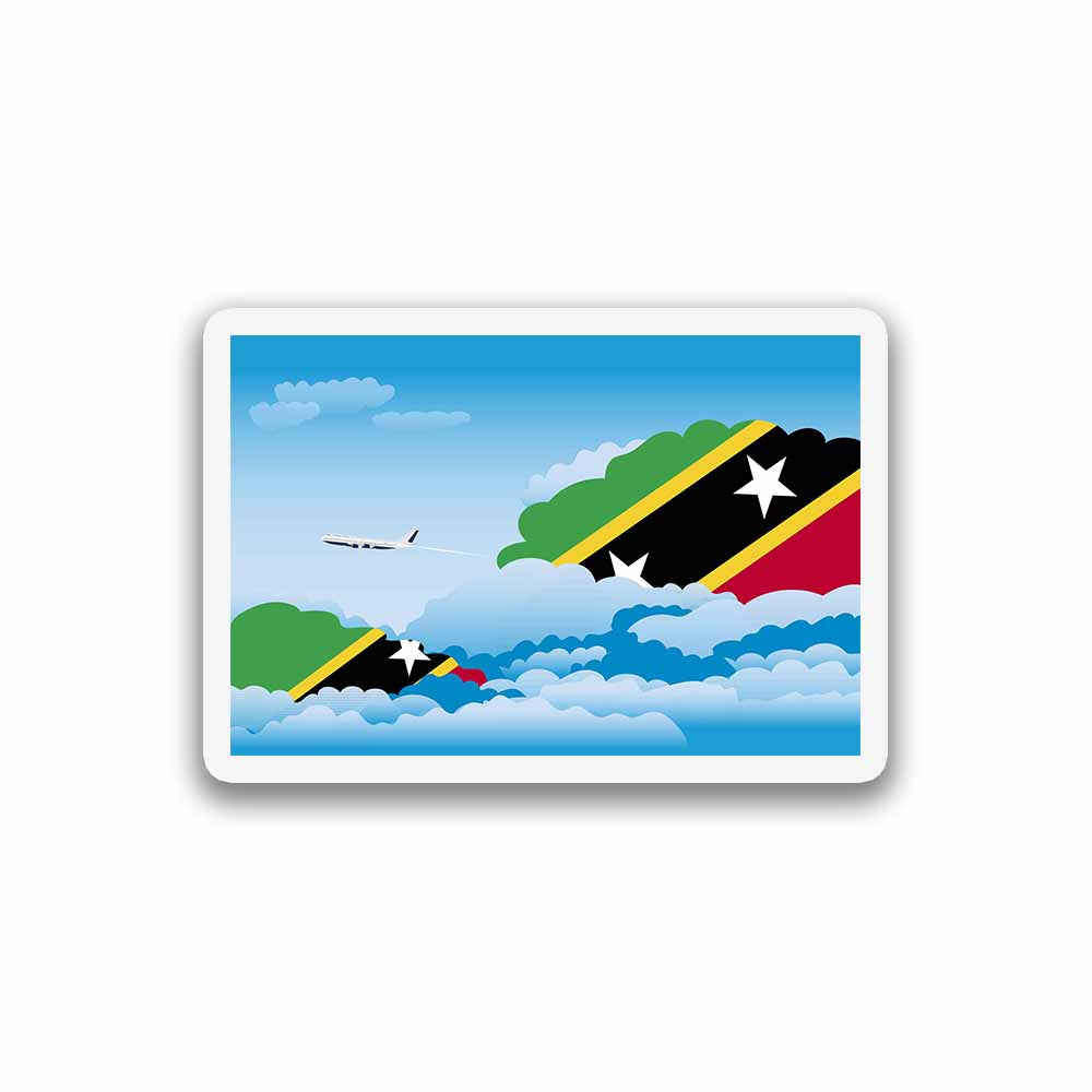 Saint Kitts and Nevis Airplane Day Clouds Sticker & Magnet