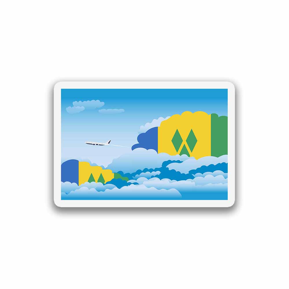 Saint Vincent and the Grenadines Airplane Day Clouds Sticker & Magnet