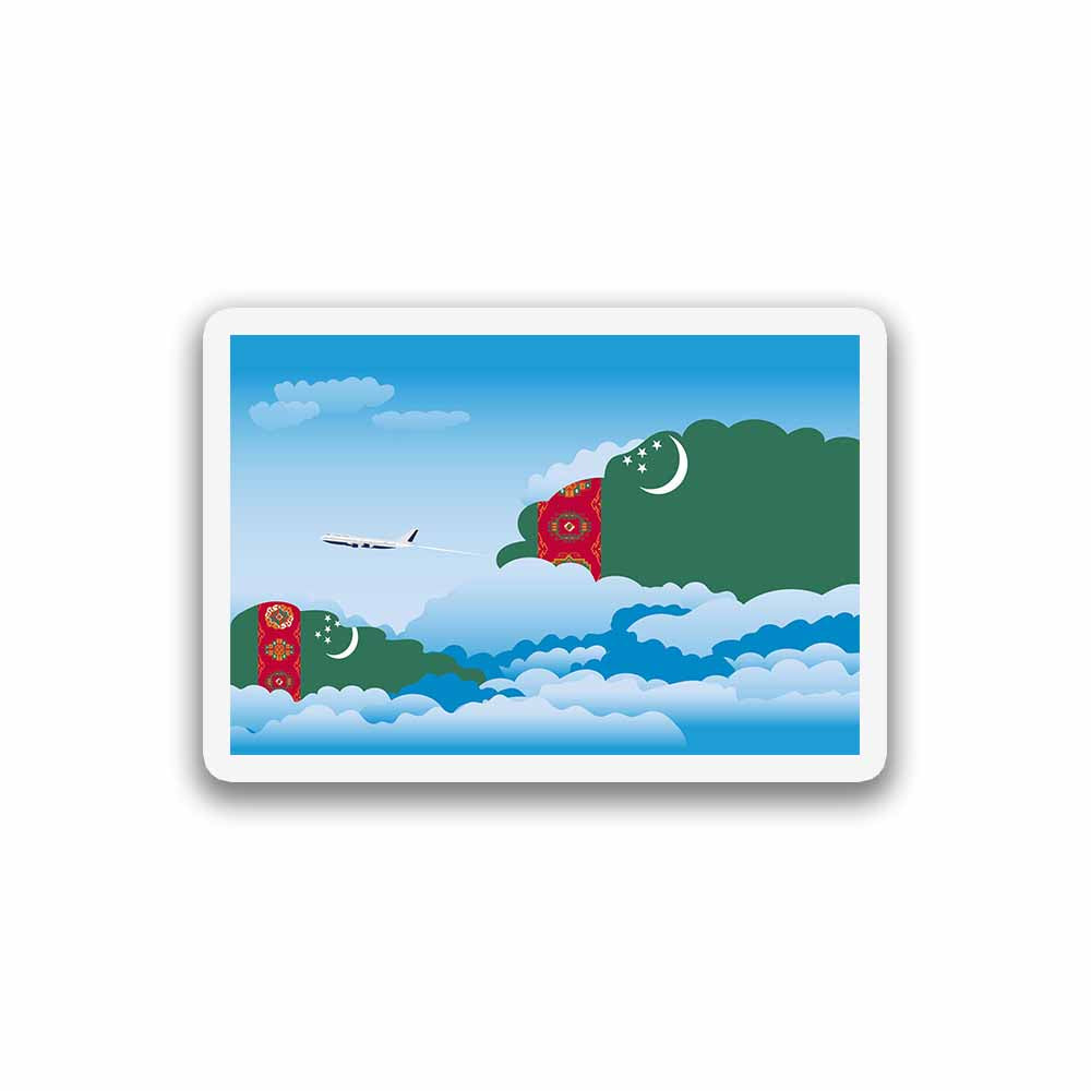 Turkmenistan Airplane Day Clouds Sticker & Magnet