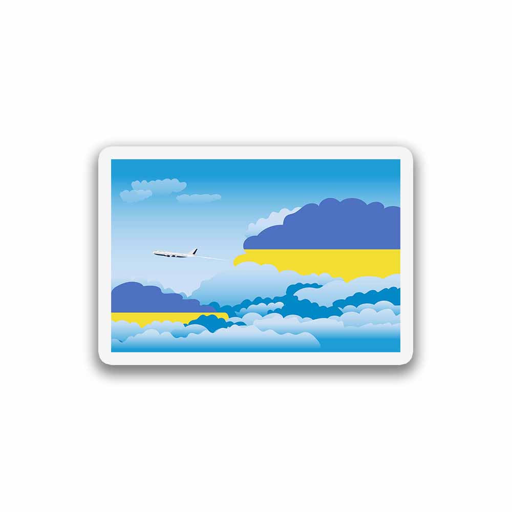 Ukraine Airplane Day Clouds Sticker & Magnet