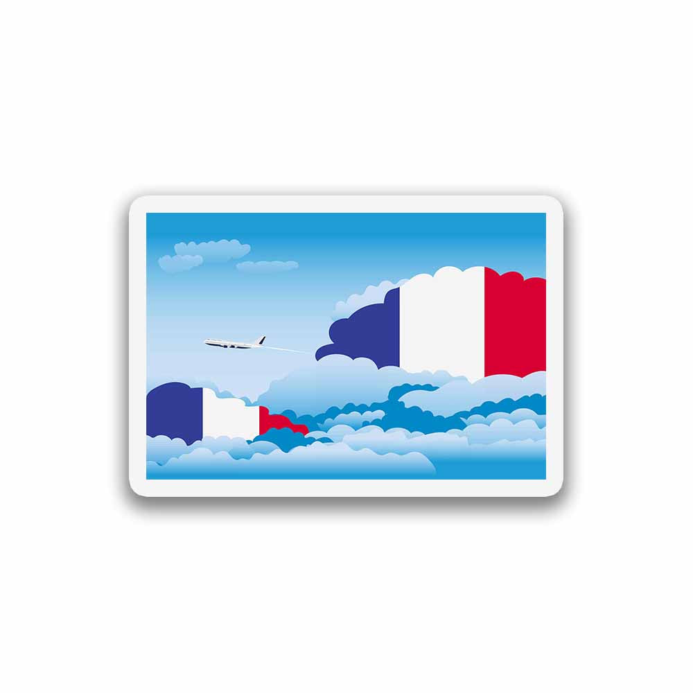 France Airplane Day Clouds Sticker & Magnet