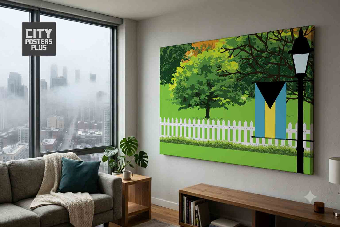 Bahamas Home Town Trees Landscape Canvas Wrapped Wall Art
