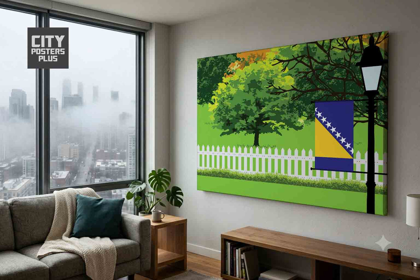 Bosnia and Herzegovina, Federation of Home Town Trees Landscape Canvas Wrapped Wall Art