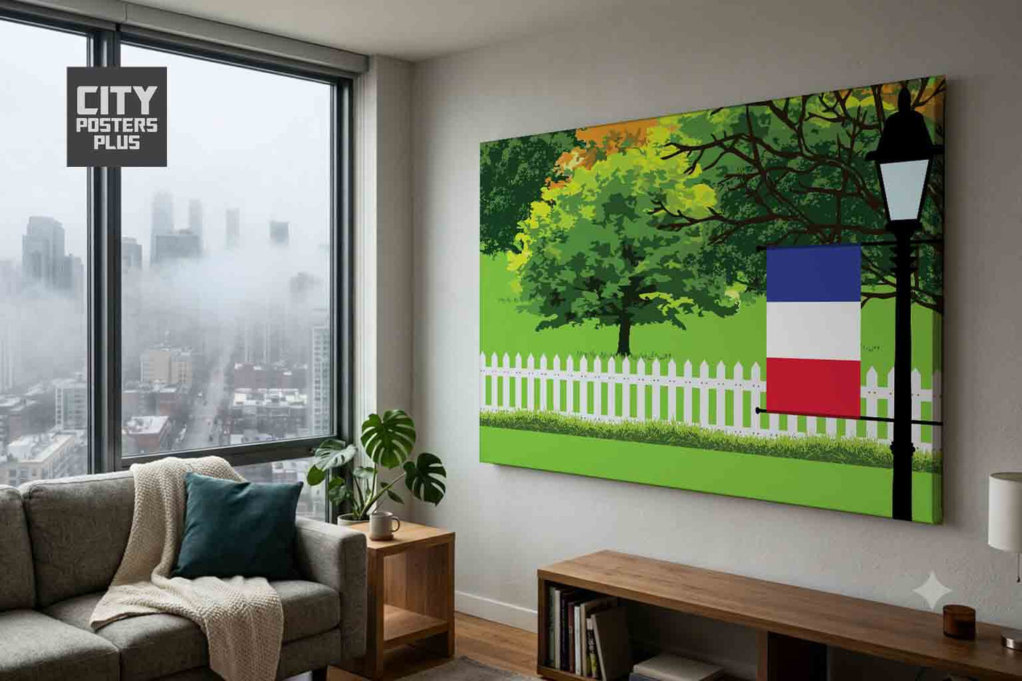 France Home Town Trees Landscape Canvas Wrapped Wall Art