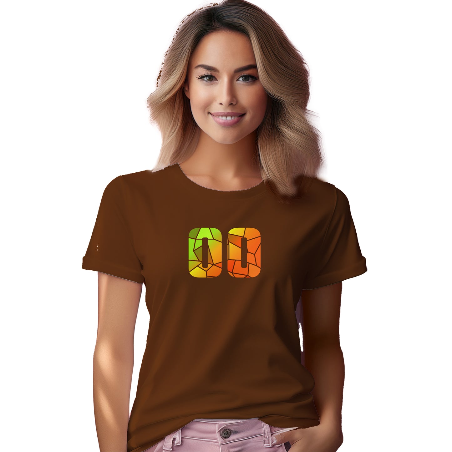 00 Number Women T-Shirt (Brown)