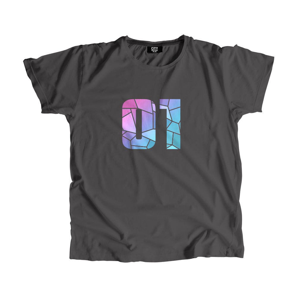 01 Number Men Unisex T-Shirt (Charcoal Grey)