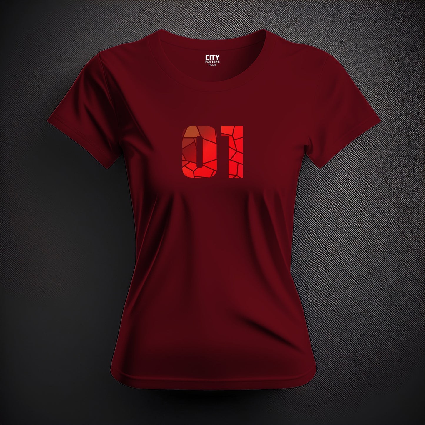 01 Number Women T-Shirt (Maroon)