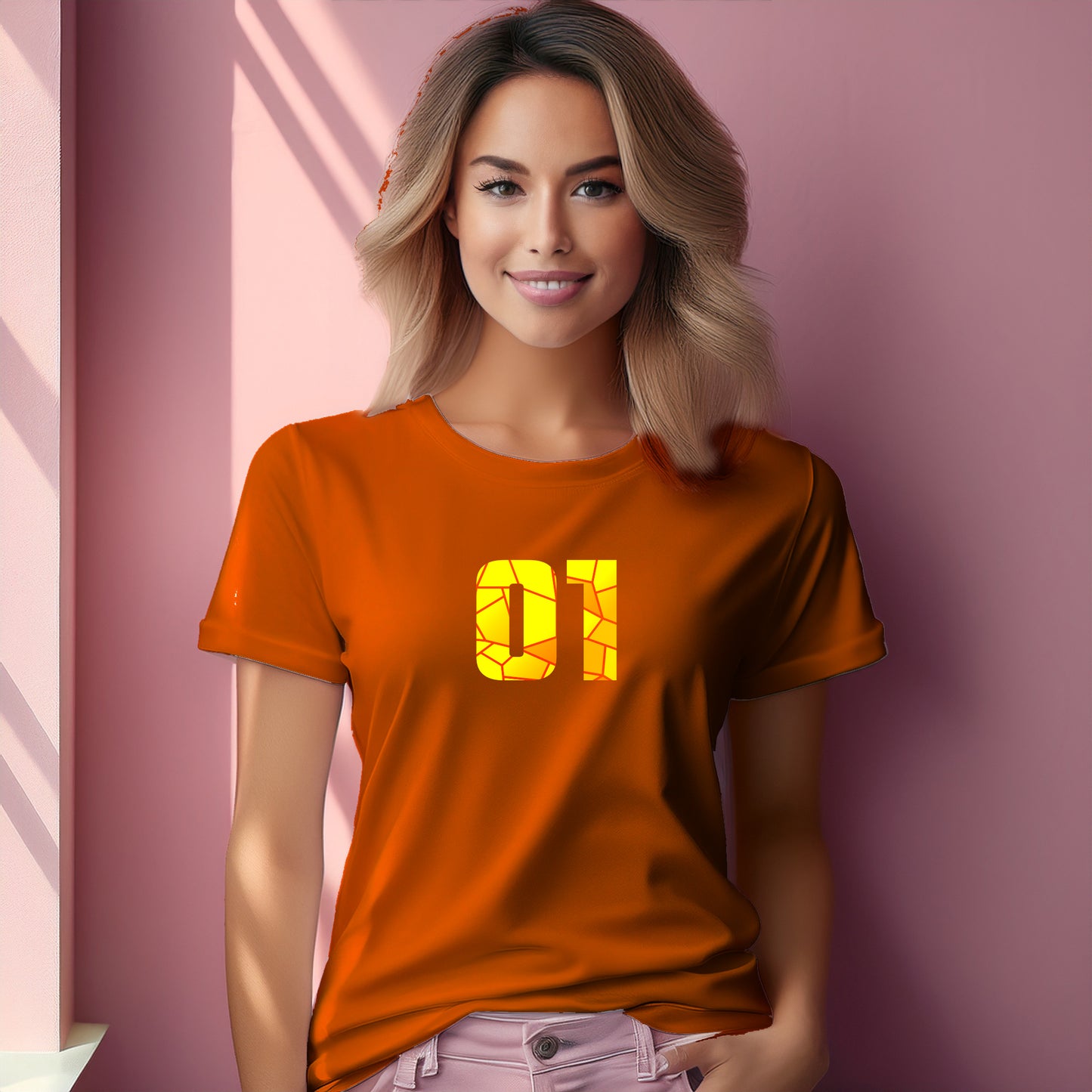 01 Number Women T-Shirt (Orange)