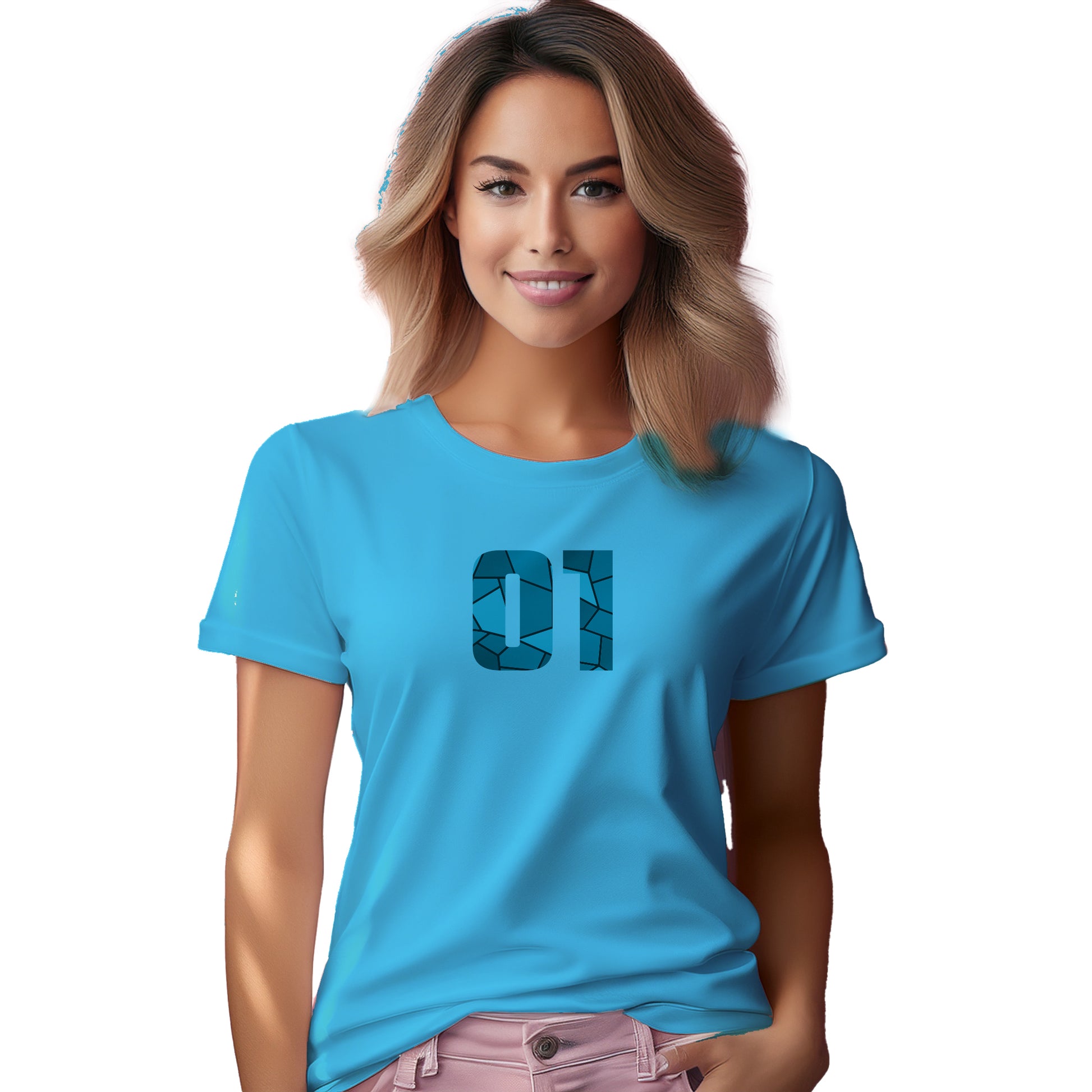01 Number Women T-Shirt (Sky Blue)