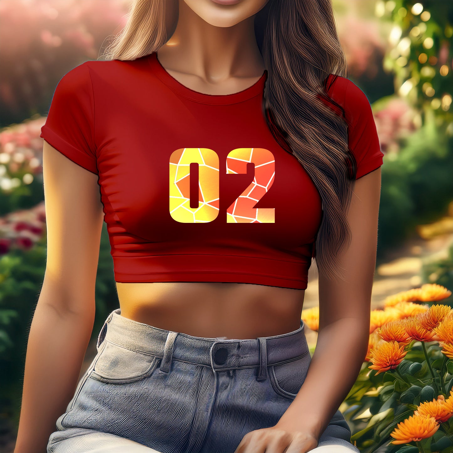 02 Number Women Crop Top (Red)