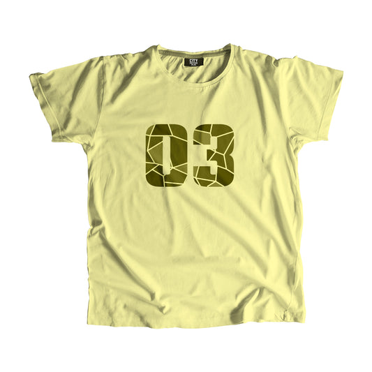 03 Number Men Unisex T-Shirt (Butter Yellow)