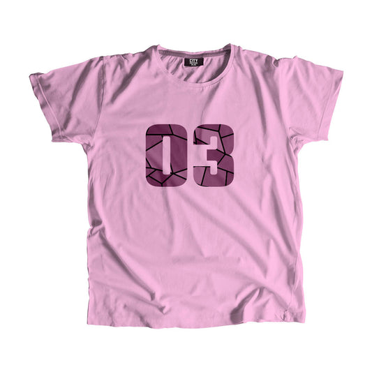 03 Number Men Unisex T-Shirt (Light Pink)