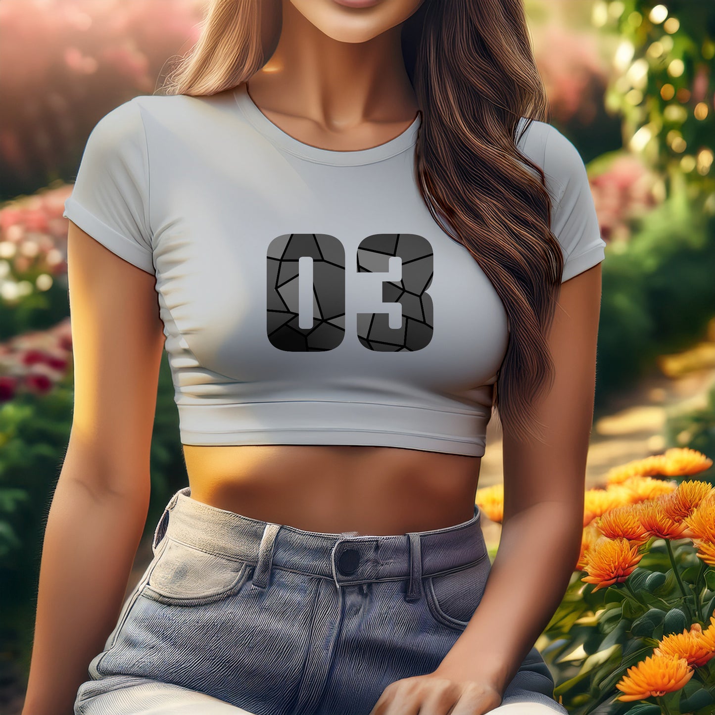 03 Number Women Crop Top (Melange Grey)