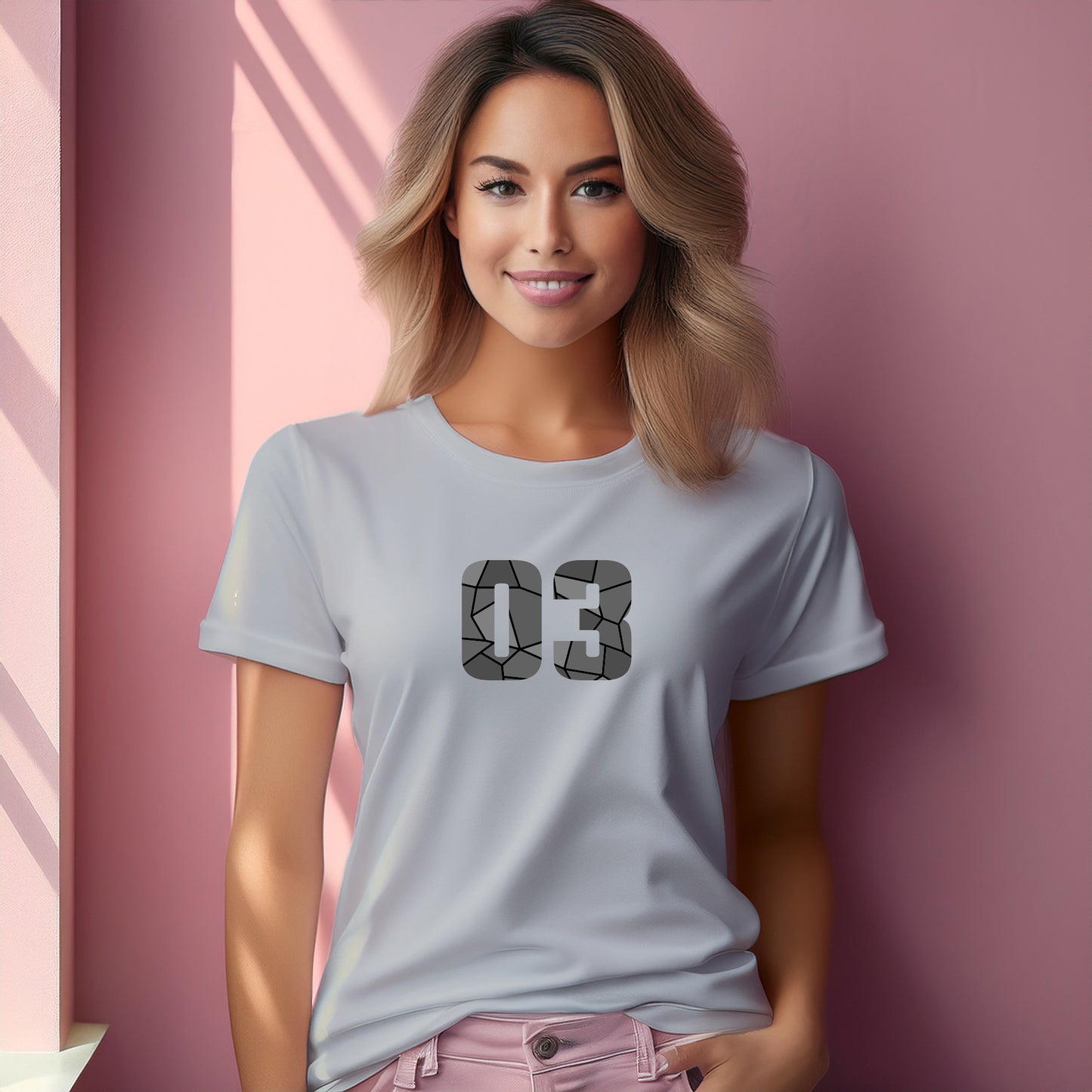 03 Number Women T-Shirt (Melange Grey)
