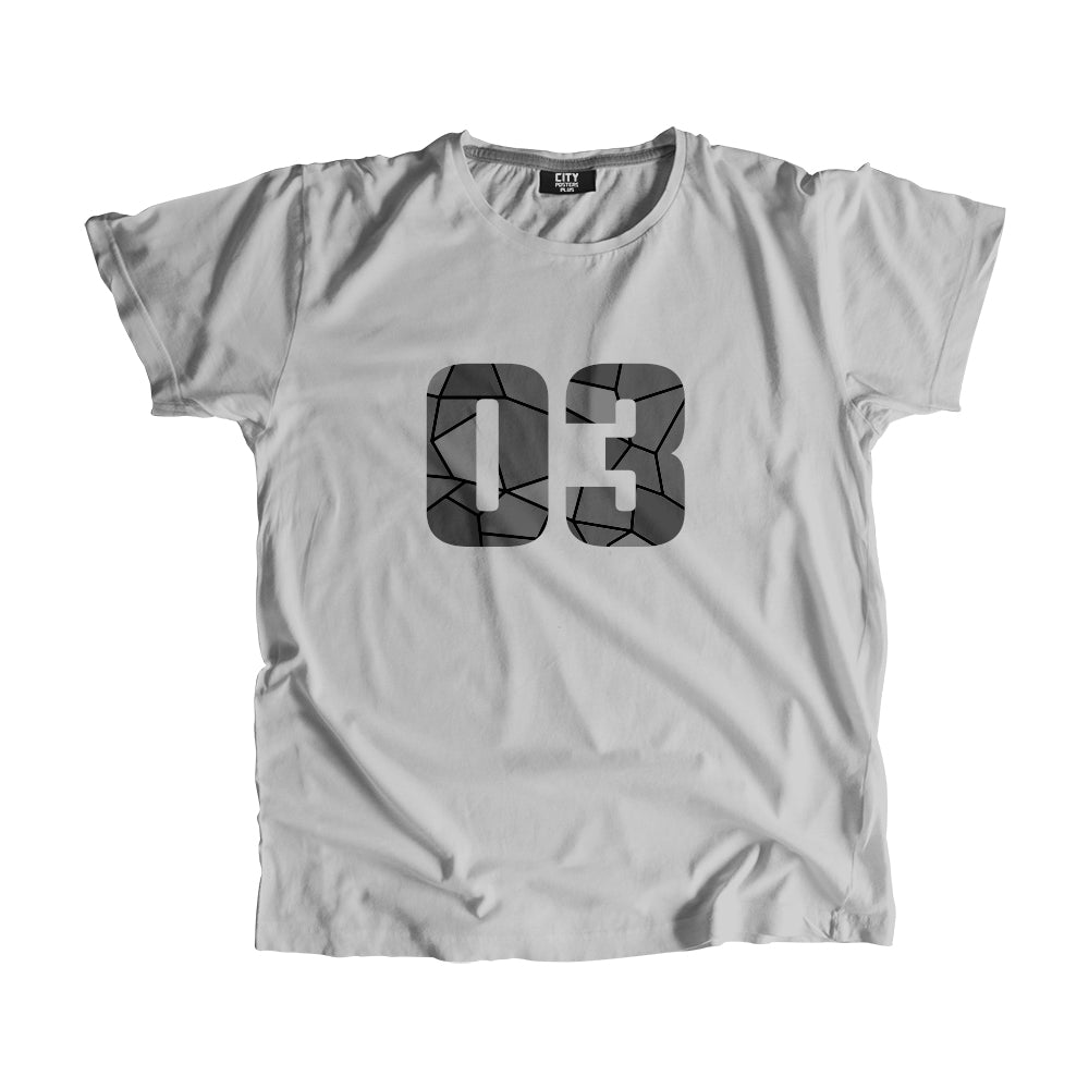 03 Number Men Unisex T-Shirt (Melange Grey)