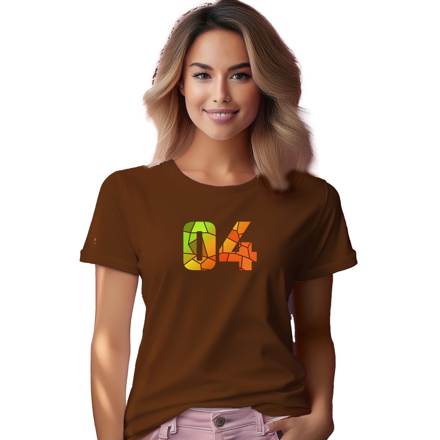 04 Number Women T-Shirt (Brown)