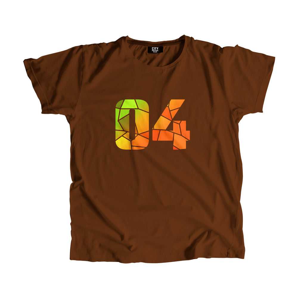 04 Number Men Unisex T-Shirt (Brown)