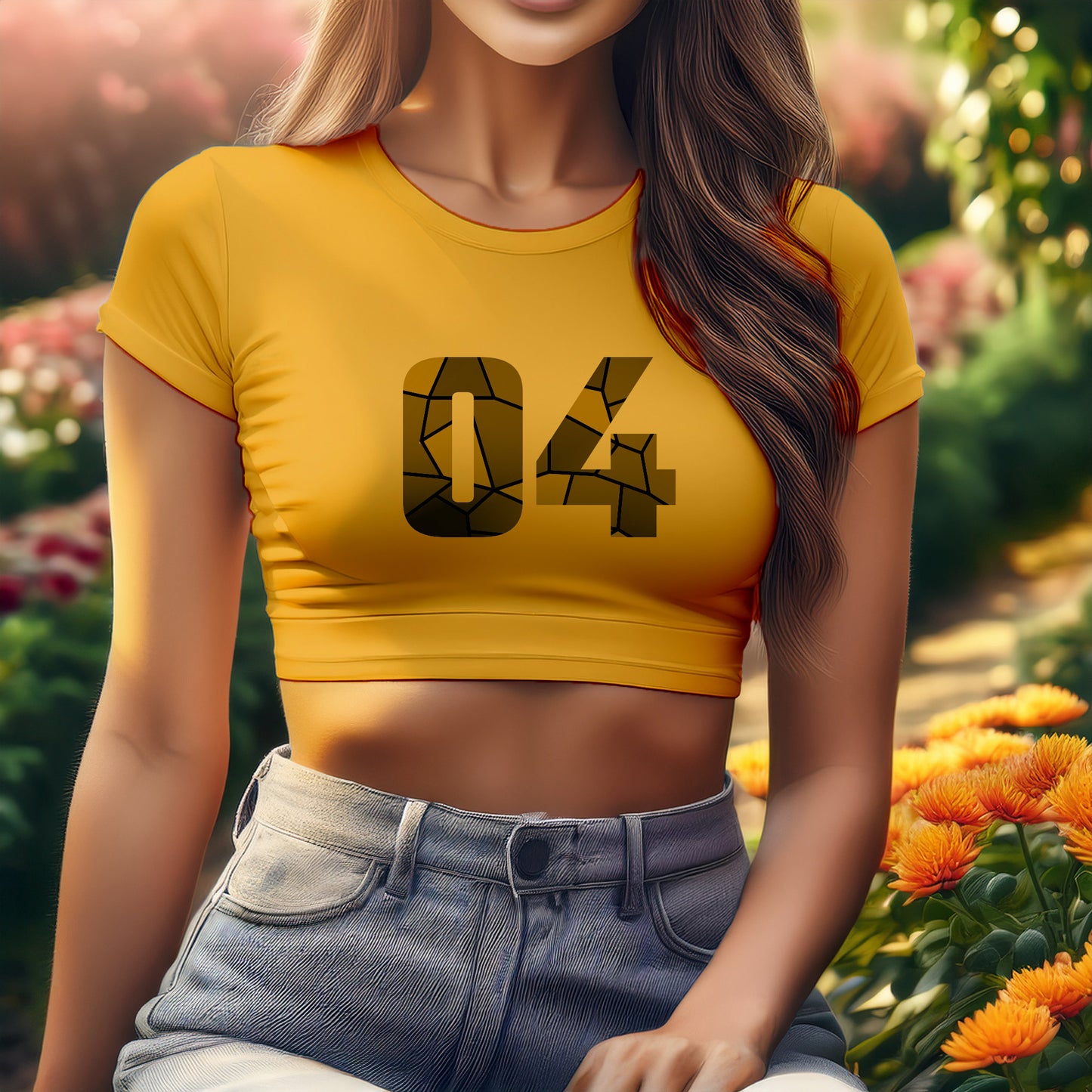 04 Number Women Crop Top (Golden Yellow)