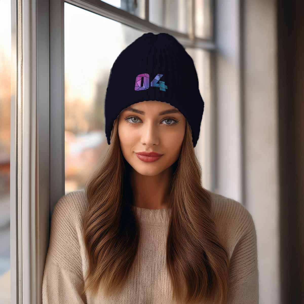 Beanies Plus 04 Number Beanie | Modern Numeric Knit Winter Hat