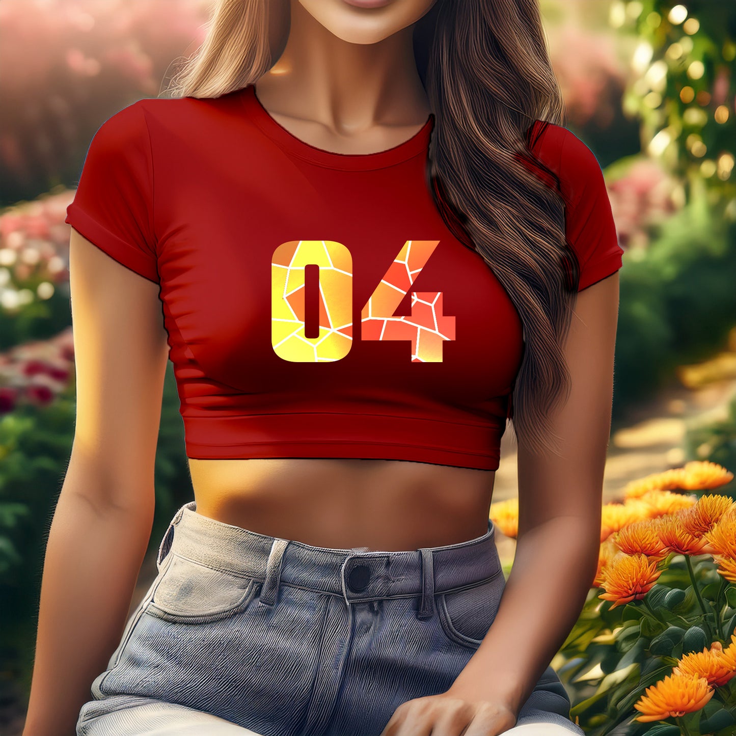 04 Number Women Crop Top (Red)