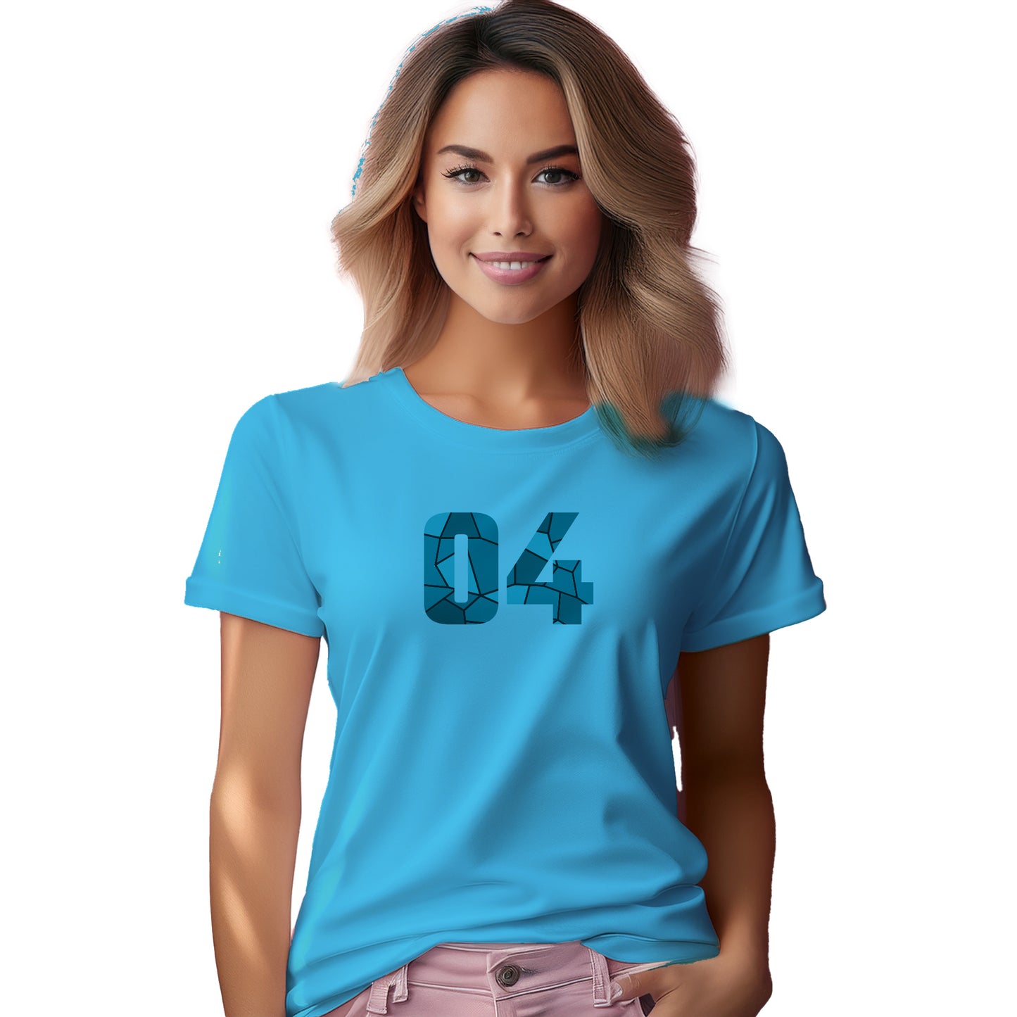 04 Number Women T-Shirt (Sky Blue)
