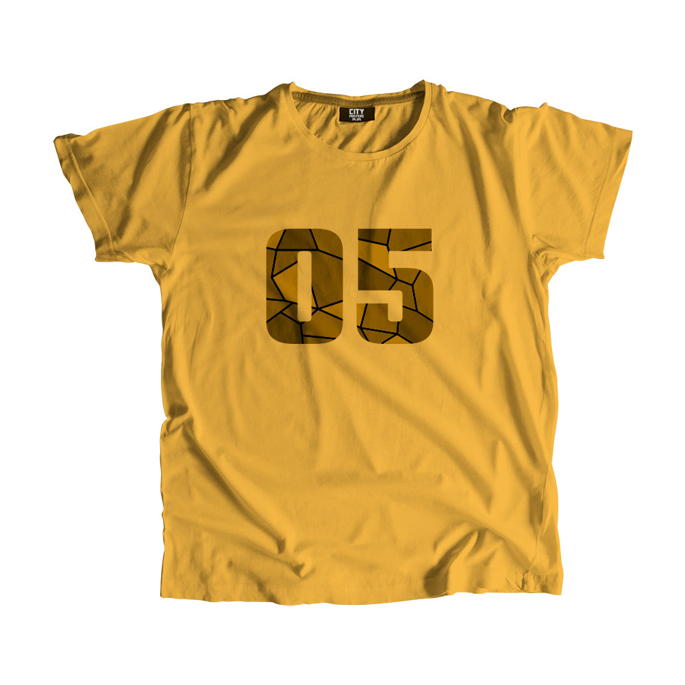 05 Number Men Unisex T-Shirt (Golden Yellow)