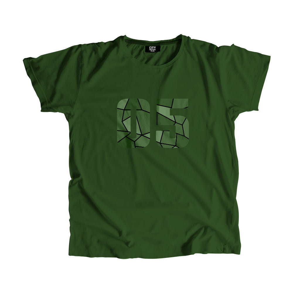05 Number Men Unisex T-Shirt (Olive Green)