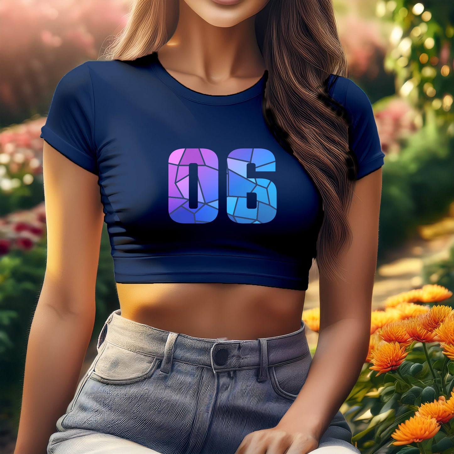 06 Number Women Crop Top (Navy Blue)