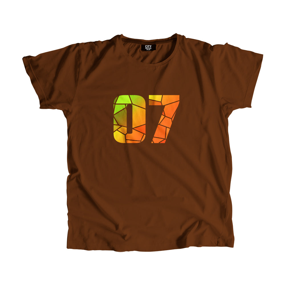 07 Number Men Unisex T-Shirt (Brown)