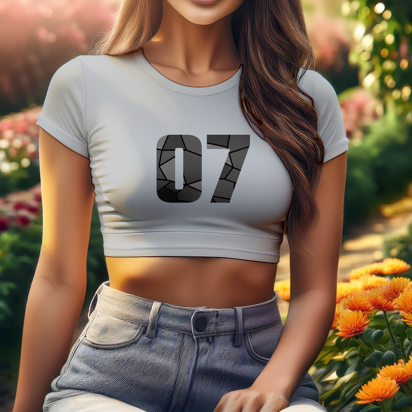 07 Number Women Crop Top (Melange Grey)