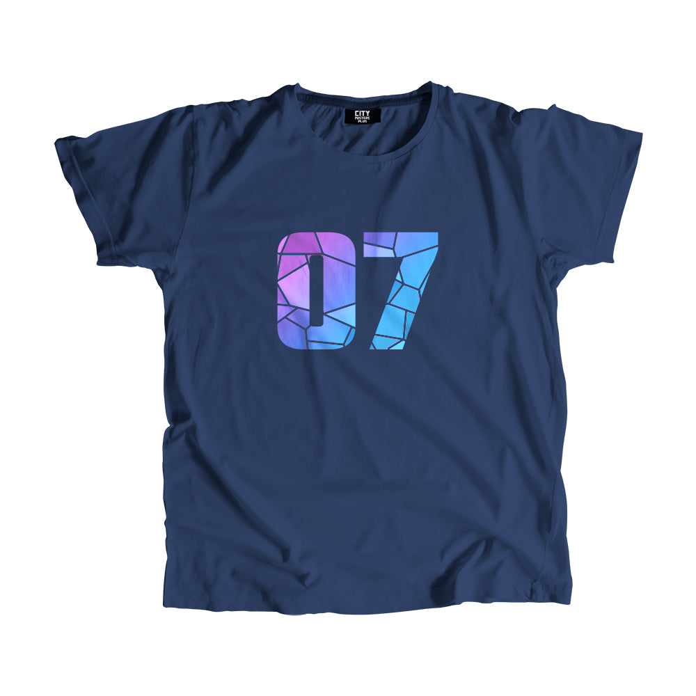07 Number Men Unisex T-Shirt (Navy Blue)