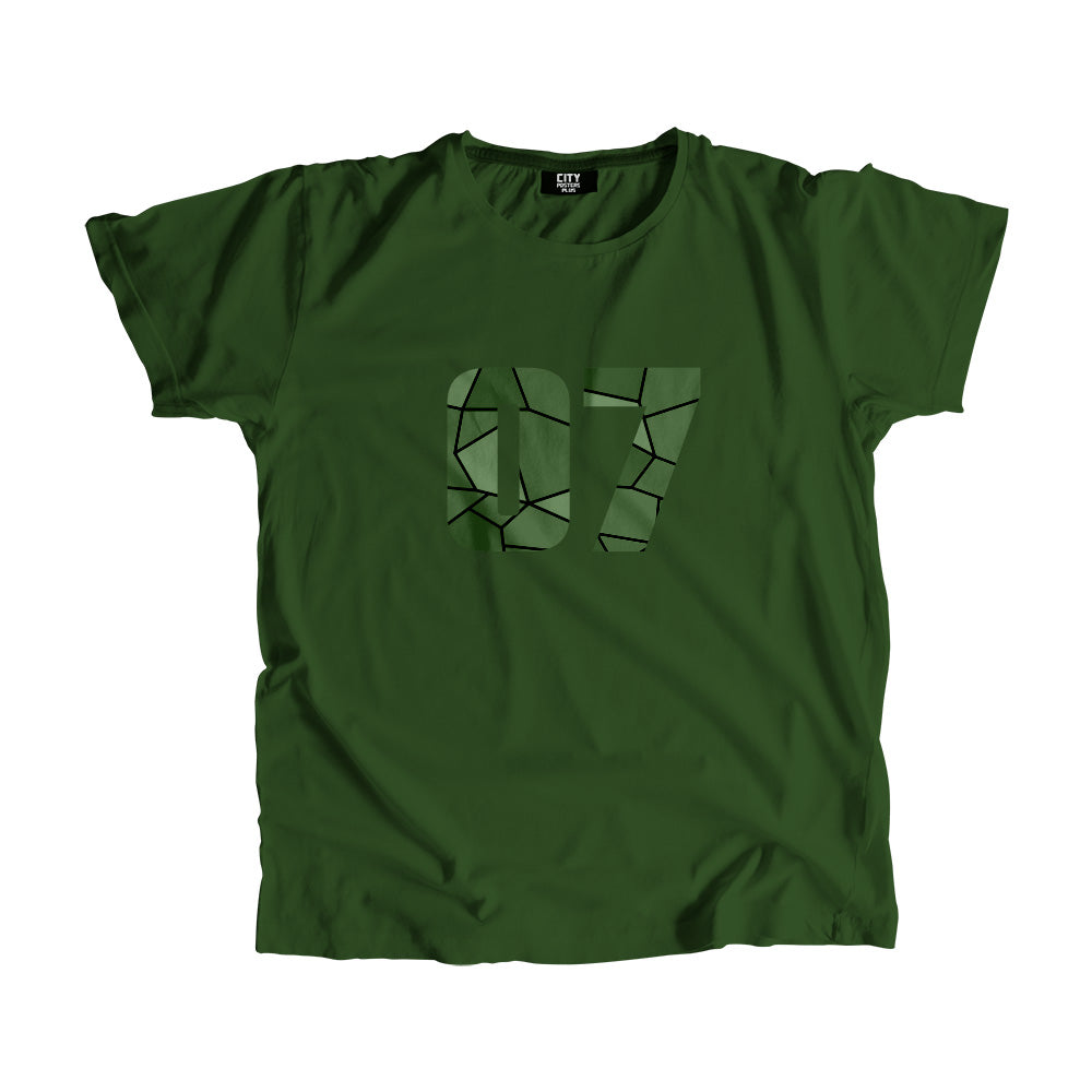 07 Number Men Unisex T-Shirt (Olive Green)