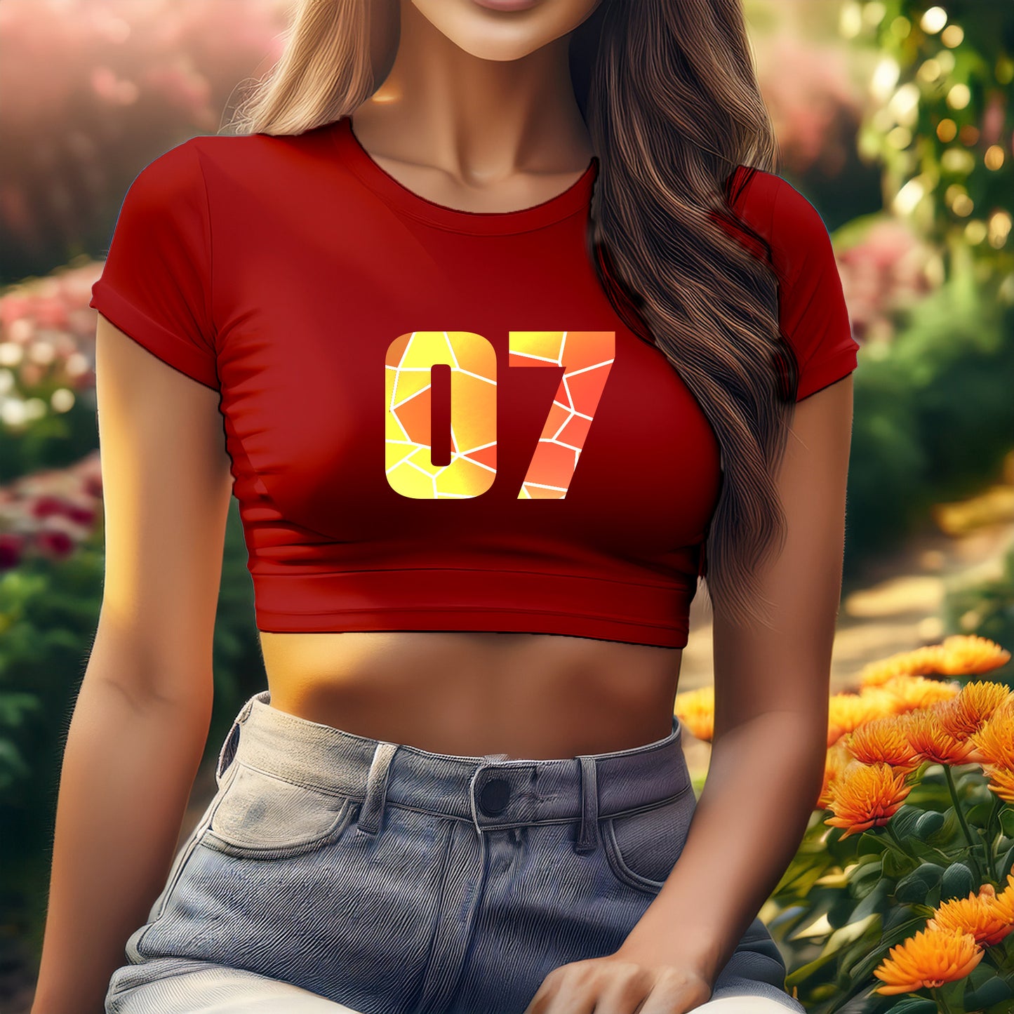 07 Number Women Crop Top (Red)