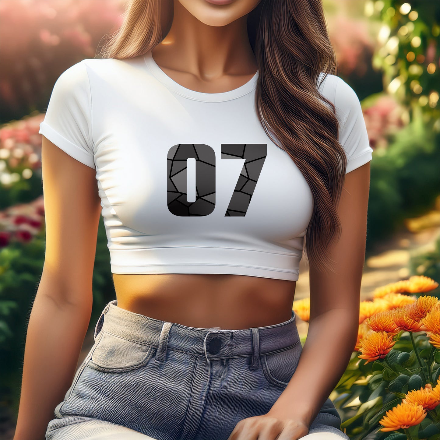 07 Number Women Crop Top (White)