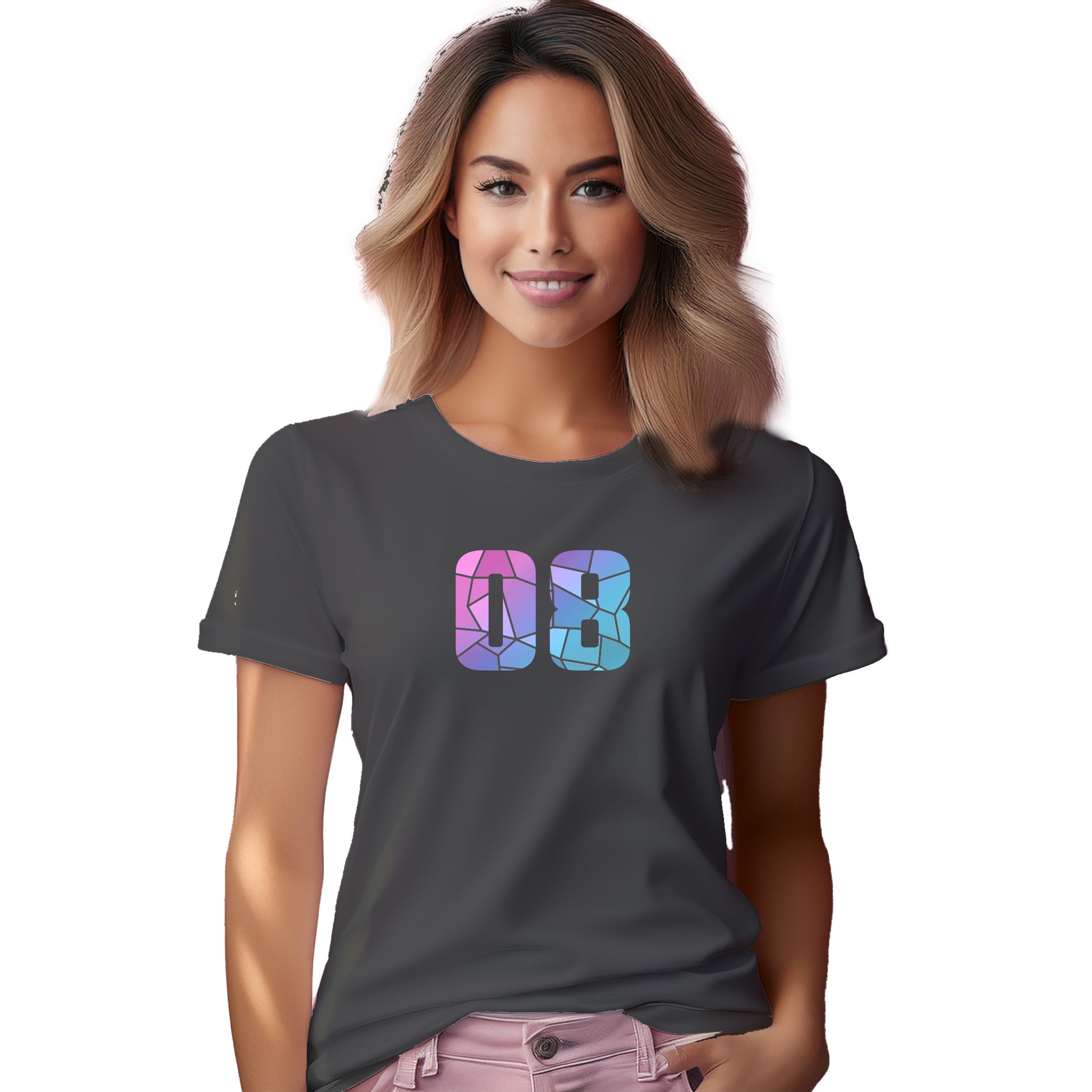 08 Number Women T-Shirt (Charcoal Grey)