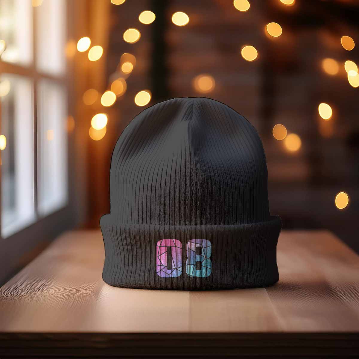 Beanies Plus 08 Number Beanie | Modern Numeric Knit Winter Hat 