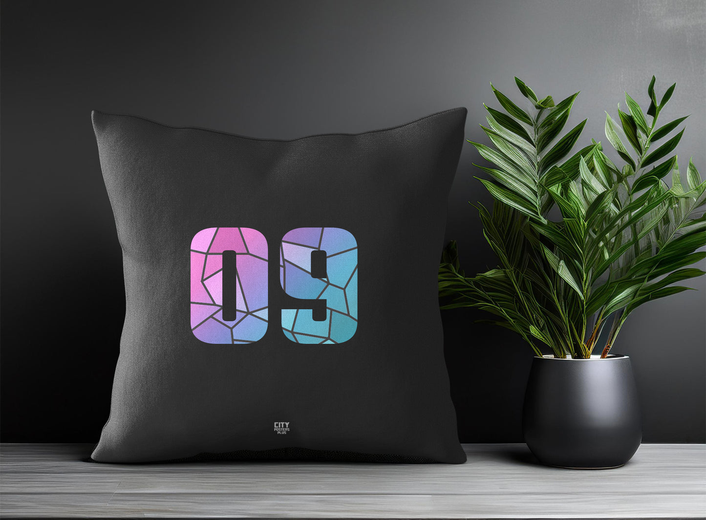 Print Deliver Plus 09 Number Square & Rectangle Pillow Cases | Modern Numeric Throw Pillow Covers 