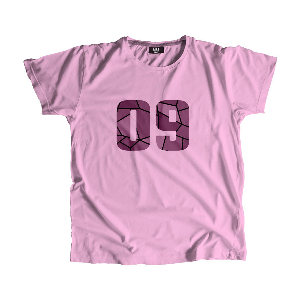 09 Number Men Unisex T-Shirt (Light Pink)