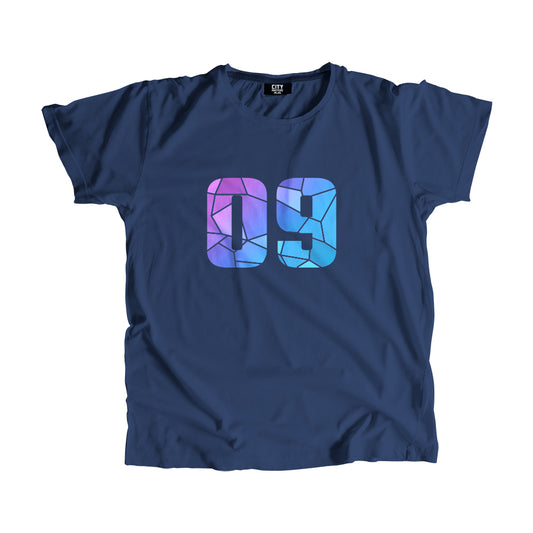 09 Number Men Unisex T-Shirt (Navy Blue)