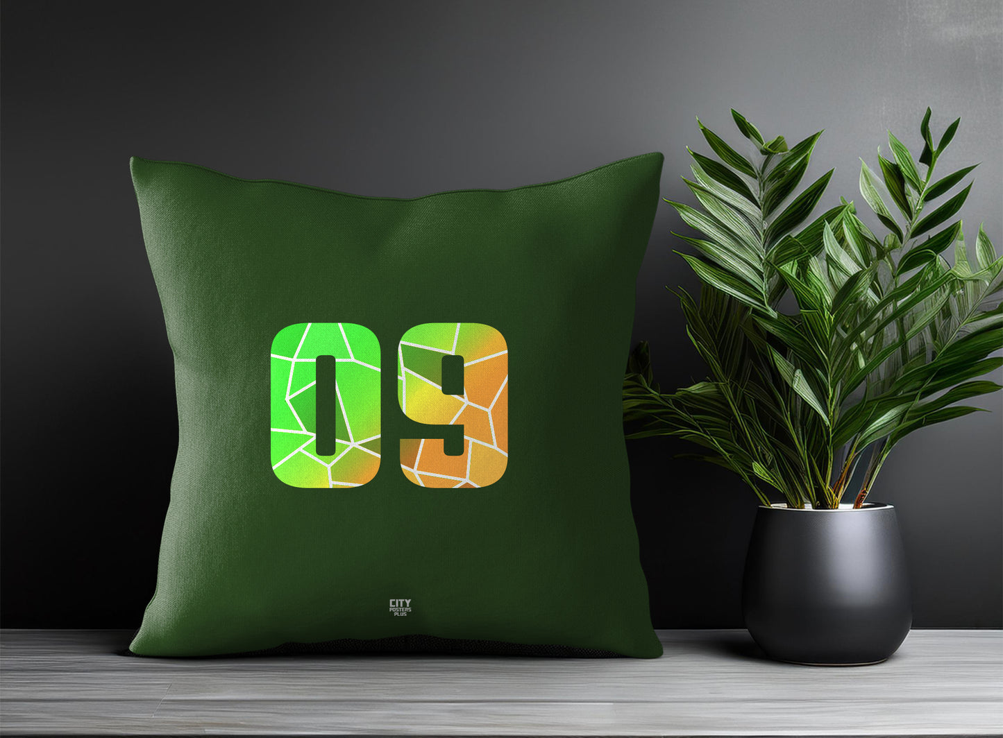 Print Deliver Plus 09 Number Square & Rectangle Pillow Cases | Modern Numeric Throw Pillow Covers 